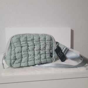 C.C Quilted Light Sage Green Crossbody Belt Bag Fanny Pack